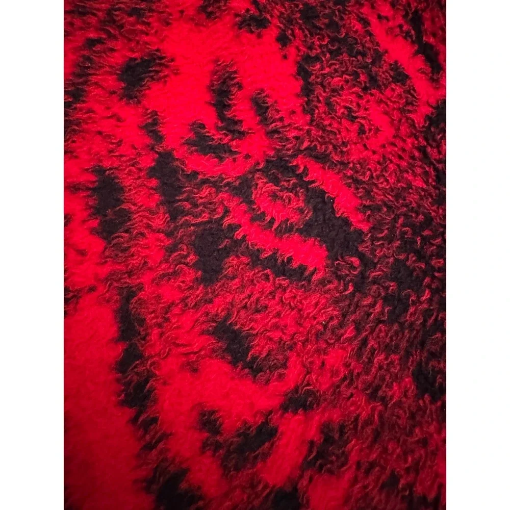 Vintage San Marcos Blanket Red Black Tigers Big Cat Twin 88x57 HAS TAG